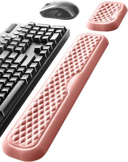 Wrist Rest for Keyboard and Mouse, Computer Ergonomic Wrist Support Pad, Soft Memory Foam Arm Cushion for Desk, Palm Hand Office Laptop Typing