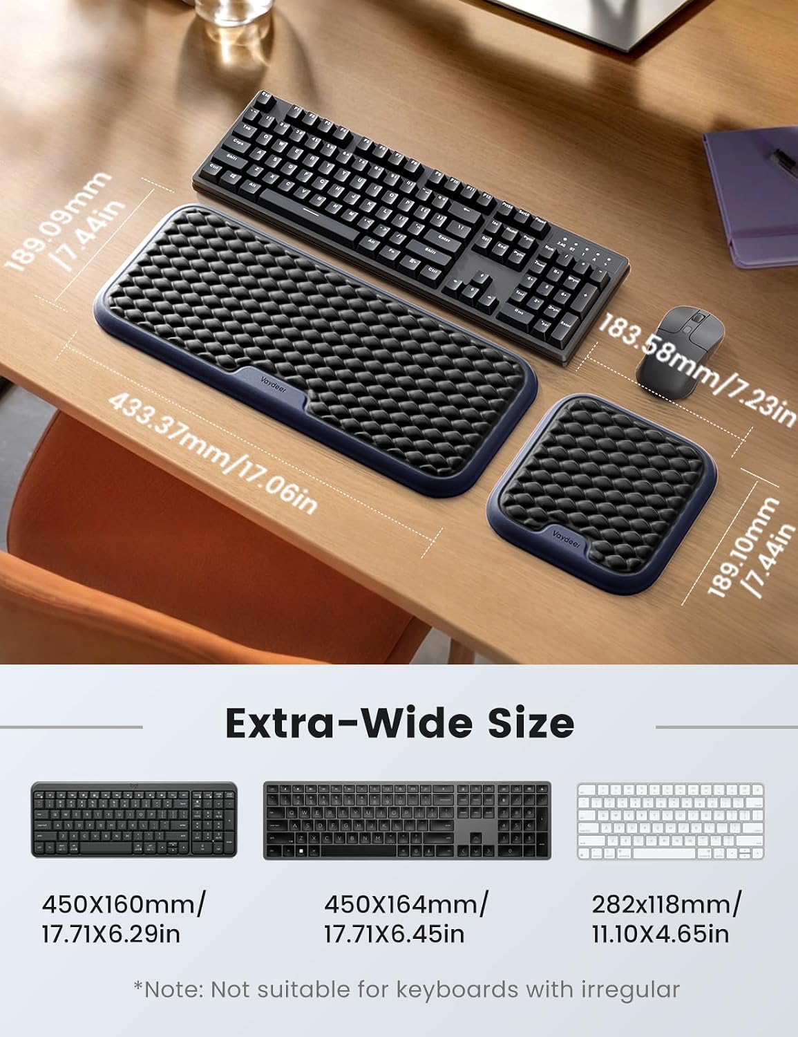 Wrist Rest for Keyboard and Mouse, Computer Ergonomic Wrist Support Pad, Soft Memory Foam Arm Cushion for Desk, Palm Hand Office Laptop Typing