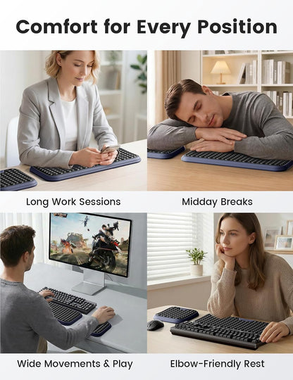 Wrist Rest for Keyboard and Mouse, Computer Ergonomic Wrist Support Pad, Soft Memory Foam Arm Cushion for Desk, Palm Hand Office Laptop Typing