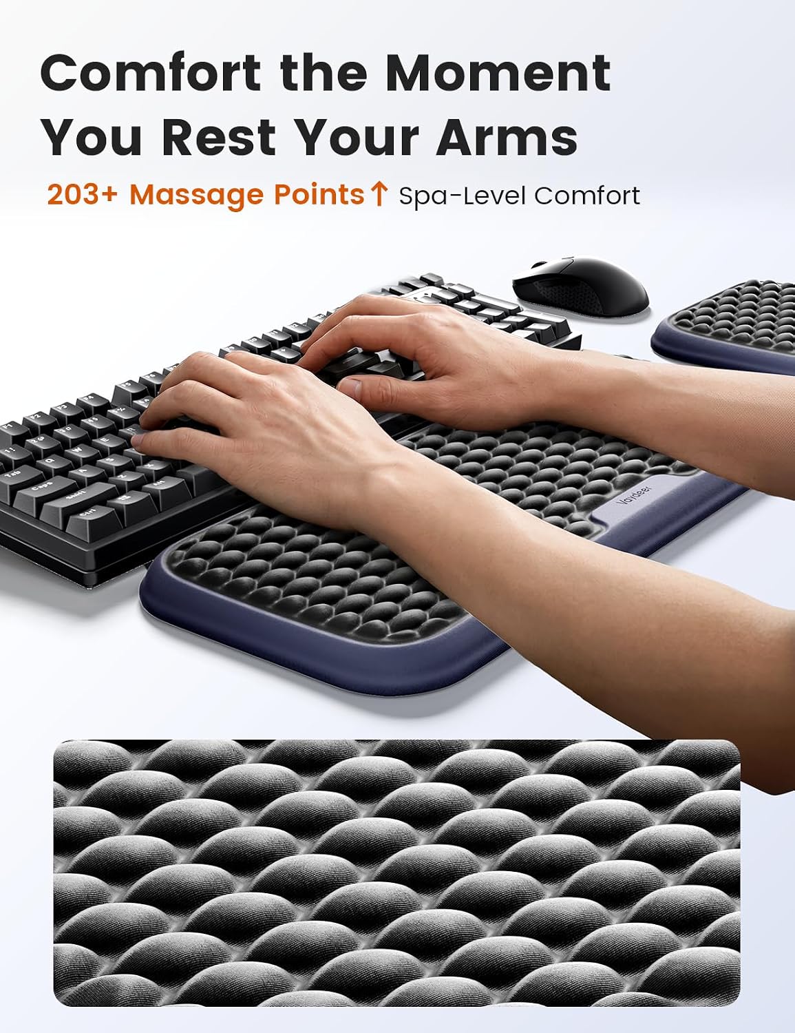 Wrist Rest for Keyboard and Mouse, Computer Ergonomic Wrist Support Pad, Soft Memory Foam Arm Cushion for Desk, Palm Hand Office Laptop Typing