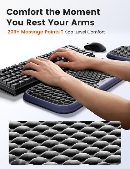 Wrist Rest for Keyboard and Mouse, Computer Ergonomic Wrist Support Pad, Soft Memory Foam Arm Cushion for Desk, Palm Hand Office Laptop Typing