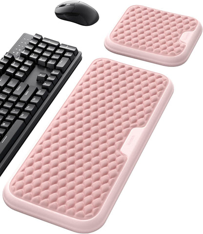 Wrist Rest for Keyboard and Mouse, Computer Ergonomic Wrist Support Pad, Soft Memory Foam Arm Cushion for Desk, Palm Hand Office Laptop Typing