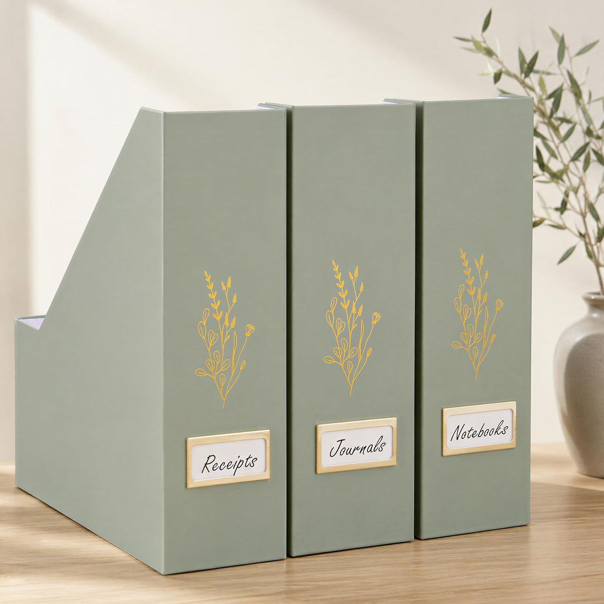 Beautiful Magazine Holder Set Of 3 - Sturdy File Holder for Desk Or Shelves