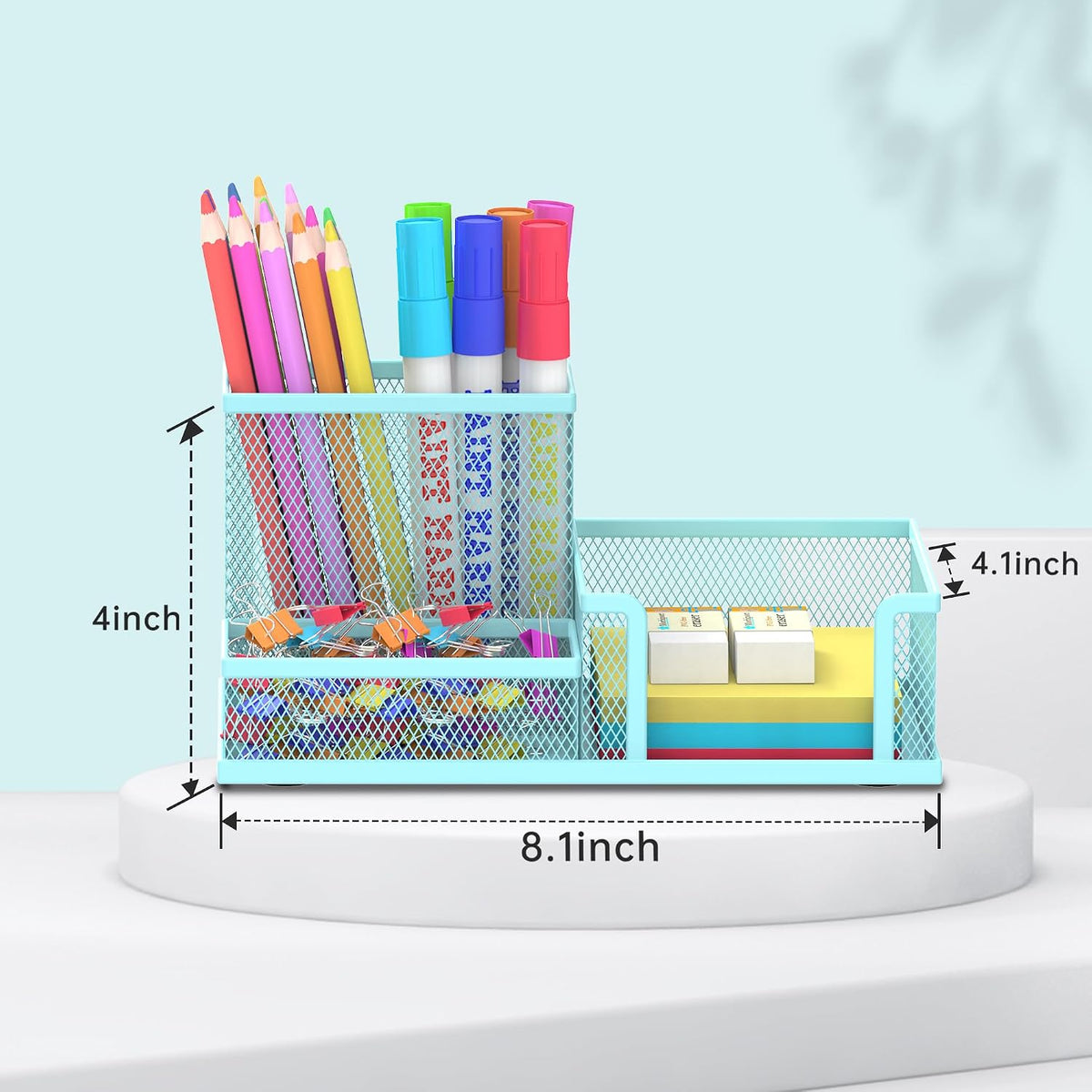 Pen Holder Desk Organizer, Office Supplies Pencil Holder with 3 Compartments, Desk Accessories and Workspace Organizers for Home School Classroom, Black