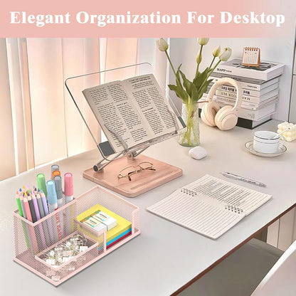 Pen Holder Desk Organizer, Office Supplies Pencil Holder with 3 Compartments, Desk Accessories and Workspace Organizers for Home School Classroom, Black