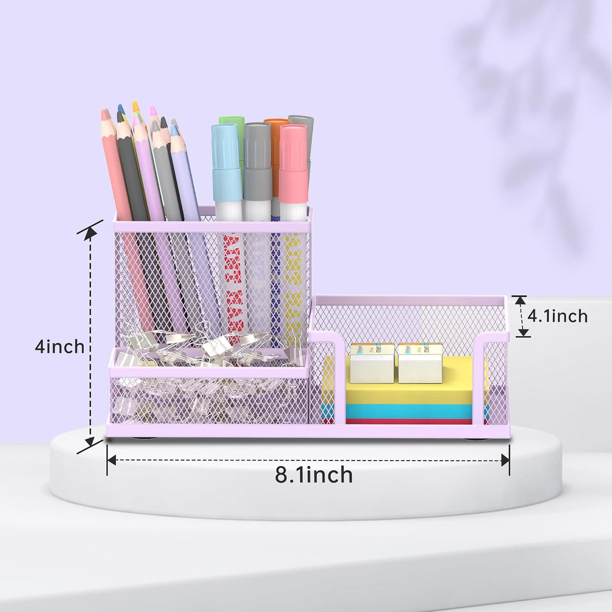 Pen Holder Desk Organizer, Office Supplies Pencil Holder with 3 Compartments, Desk Accessories and Workspace Organizers for Home School Classroom, Black