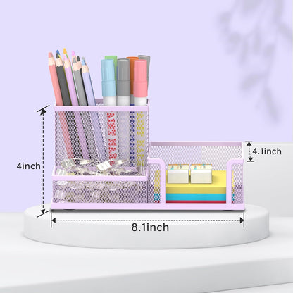 Pen Holder Desk Organizer, Office Supplies Pencil Holder with 3 Compartments, Desk Accessories and Workspace Organizers for Home School Classroom, Black