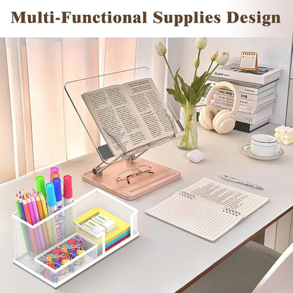 Pen Holder Desk Organizer, Office Supplies Pencil Holder with 3 Compartments, Desk Accessories and Workspace Organizers for Home School Classroom, Black