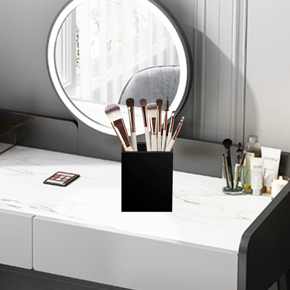 Acrylic Pen Holder Organizer, Black Pencil Holder for Desk, 2 Pack