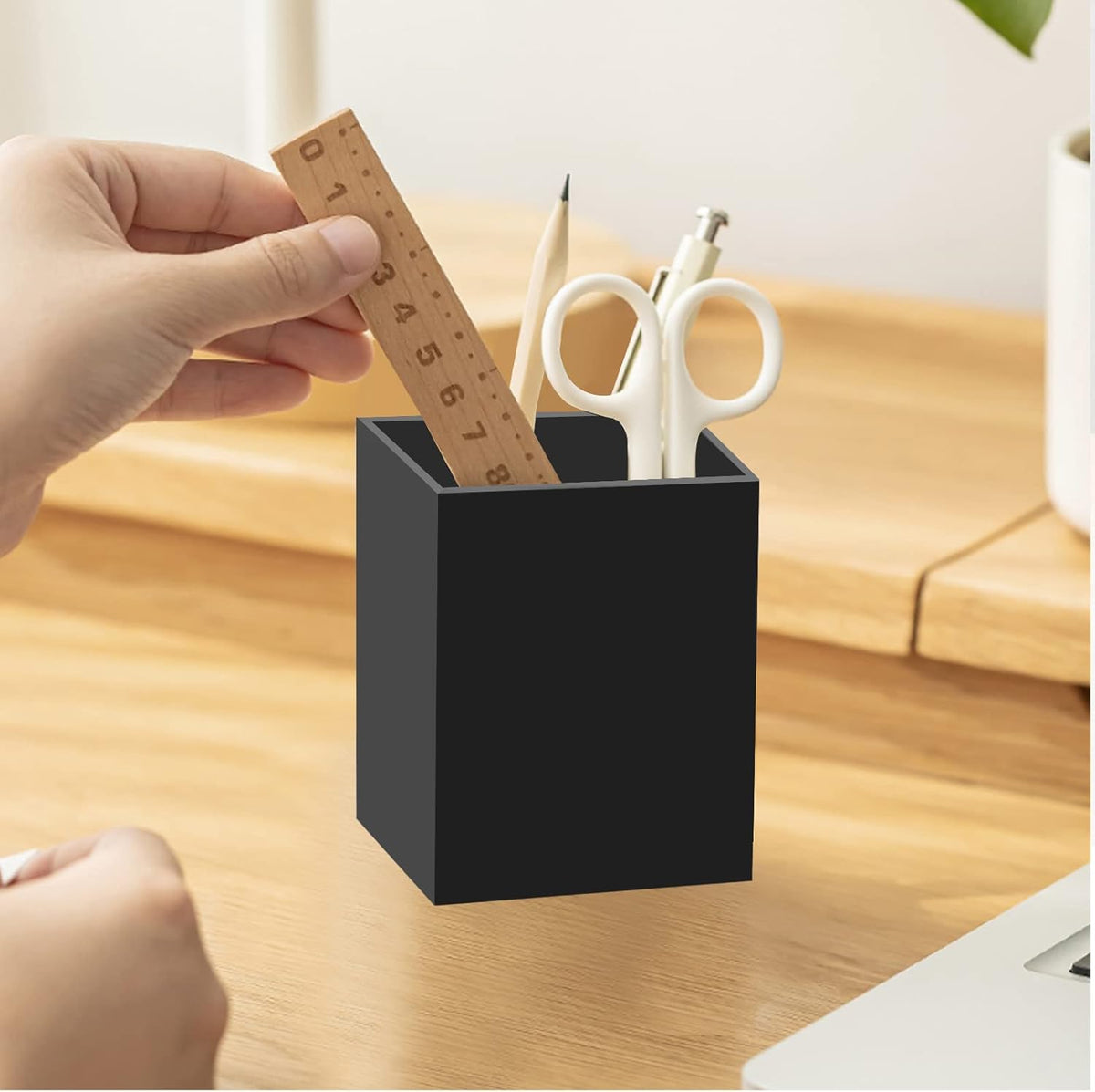 Acrylic Pen Holder Organizer, Black Pencil Holder for Desk, 2 Pack