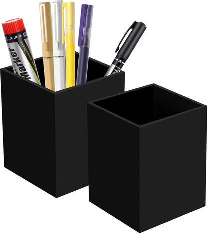 Acrylic Pen Holder Organizer, Black Pencil Holder for Desk, 2 Pack