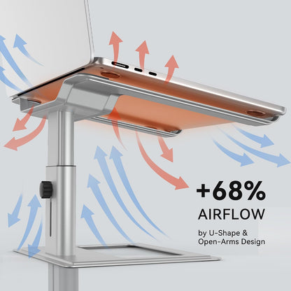 Adjustable Laptop Stand for Desk, Computer Stand, Ergonomic Laptop Riser Holder Compatible with 10 to 17.3 Inches Notebook PC Computer, Aluminum Silver