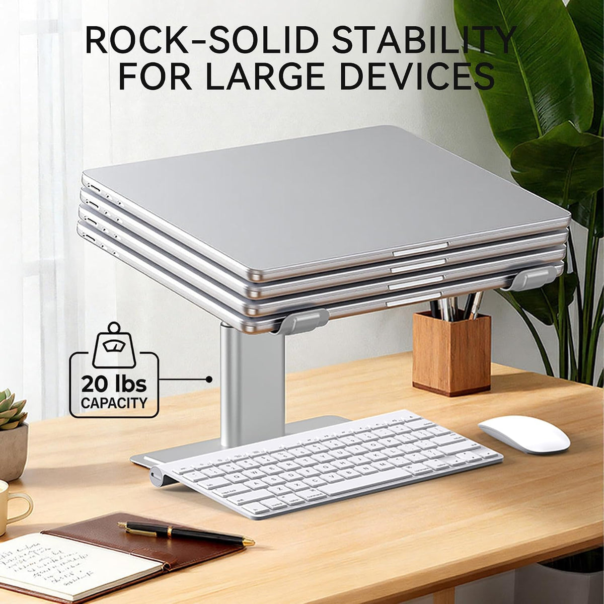 Adjustable Laptop Stand for Desk, Computer Stand, Ergonomic Laptop Riser Holder Compatible with 10 to 17.3 Inches Notebook PC Computer, Aluminum Silver