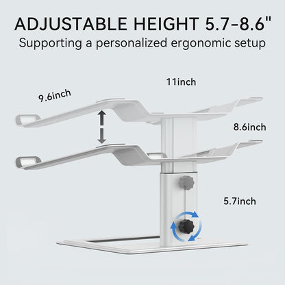 Adjustable Laptop Stand for Desk, Computer Stand, Ergonomic Laptop Riser Holder Compatible with 10 to 17.3 Inches Notebook PC Computer, Aluminum Silver