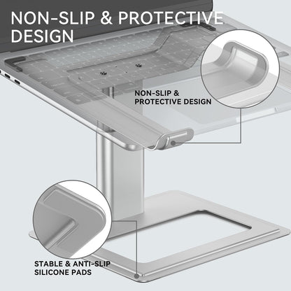 Adjustable Laptop Stand for Desk, Computer Stand, Ergonomic Laptop Riser Holder Compatible with 10 to 17.3 Inches Notebook PC Computer, Aluminum Silver