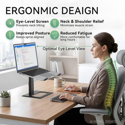 Adjustable Laptop Stand for Desk, Computer Stand, Ergonomic Laptop Riser Holder Compatible with 10 to 17.3 Inches Notebook PC Computer, Aluminum Silver