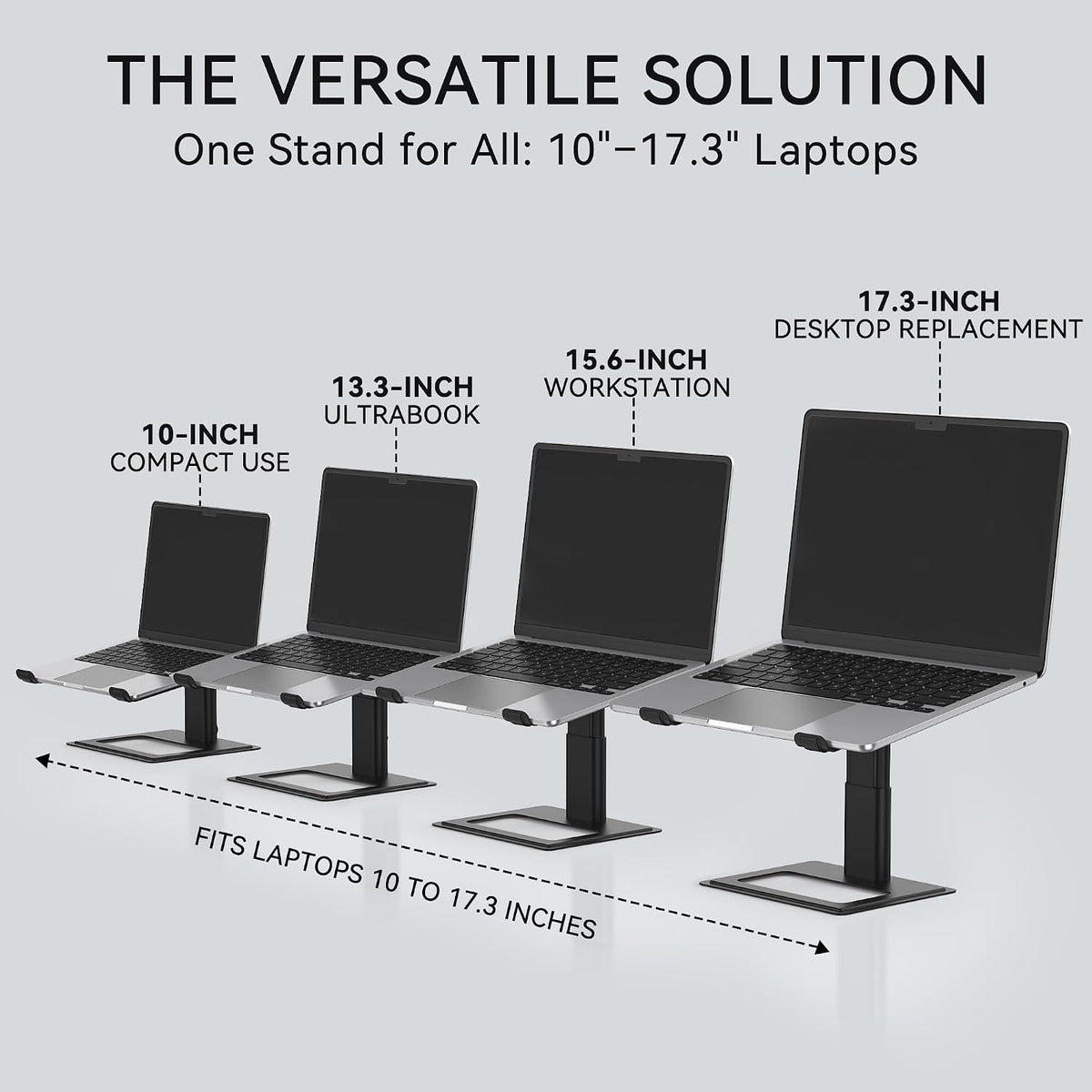 Adjustable Laptop Stand for Desk, Computer Stand, Ergonomic Laptop Riser Holder Compatible with 10 to 17.3 Inches Notebook PC Computer, Aluminum Silver