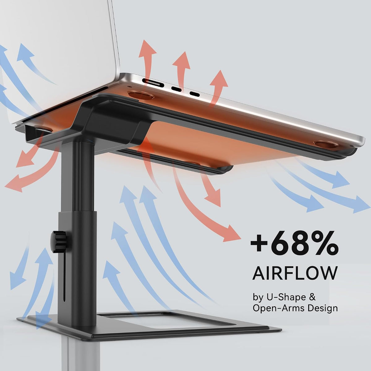 Adjustable Laptop Stand for Desk, Computer Stand, Ergonomic Laptop Riser Holder Compatible with 10 to 17.3 Inches Notebook PC Computer, Aluminum Silver