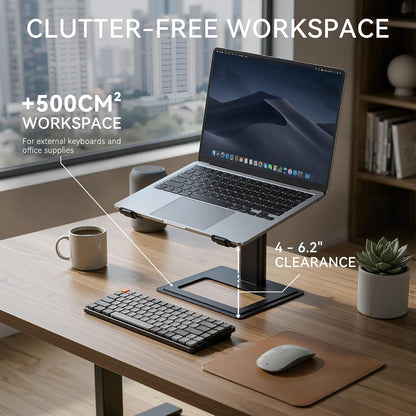 Adjustable Laptop Stand for Desk, Computer Stand, Ergonomic Laptop Riser Holder Compatible with 10 to 17.3 Inches Notebook PC Computer, Aluminum Silver