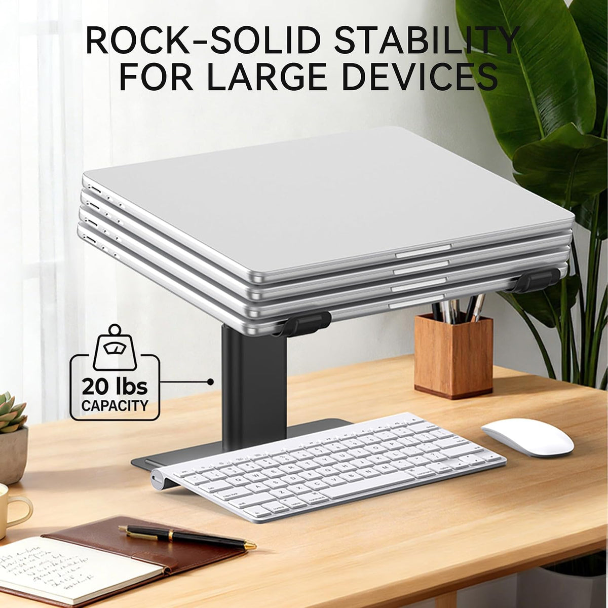 Adjustable Laptop Stand for Desk, Computer Stand, Ergonomic Laptop Riser Holder Compatible with 10 to 17.3 Inches Notebook PC Computer, Aluminum Silver