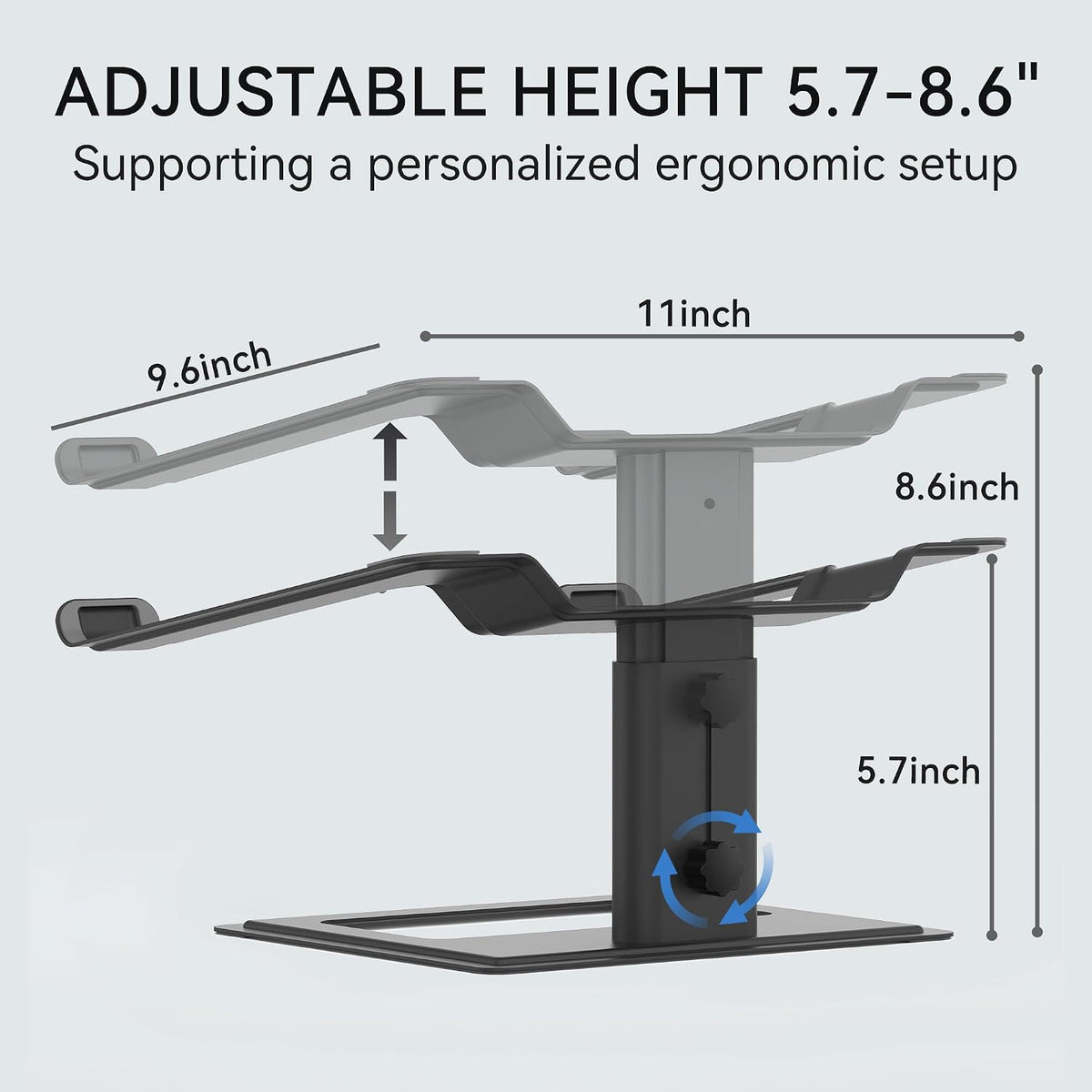 Adjustable Laptop Stand for Desk, Computer Stand, Ergonomic Laptop Riser Holder Compatible with 10 to 17.3 Inches Notebook PC Computer, Aluminum Silver