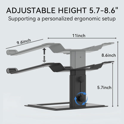 Adjustable Laptop Stand for Desk, Computer Stand, Ergonomic Laptop Riser Holder Compatible with 10 to 17.3 Inches Notebook PC Computer, Aluminum Silver