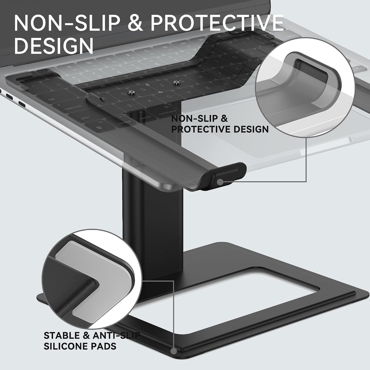 Adjustable Laptop Stand for Desk, Computer Stand, Ergonomic Laptop Riser Holder Compatible with 10 to 17.3 Inches Notebook PC Computer, Aluminum Silver