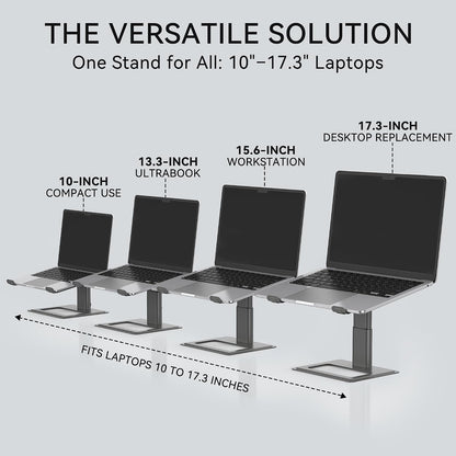 Adjustable Laptop Stand for Desk, Computer Stand, Ergonomic Laptop Riser Holder Compatible with 10 to 17.3 Inches Notebook PC Computer, Aluminum Silver