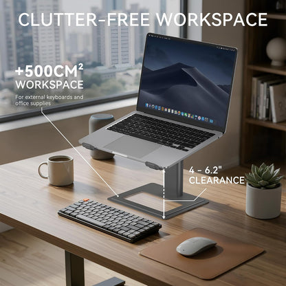 Adjustable Laptop Stand for Desk, Computer Stand, Ergonomic Laptop Riser Holder Compatible with 10 to 17.3 Inches Notebook PC Computer, Aluminum Silver