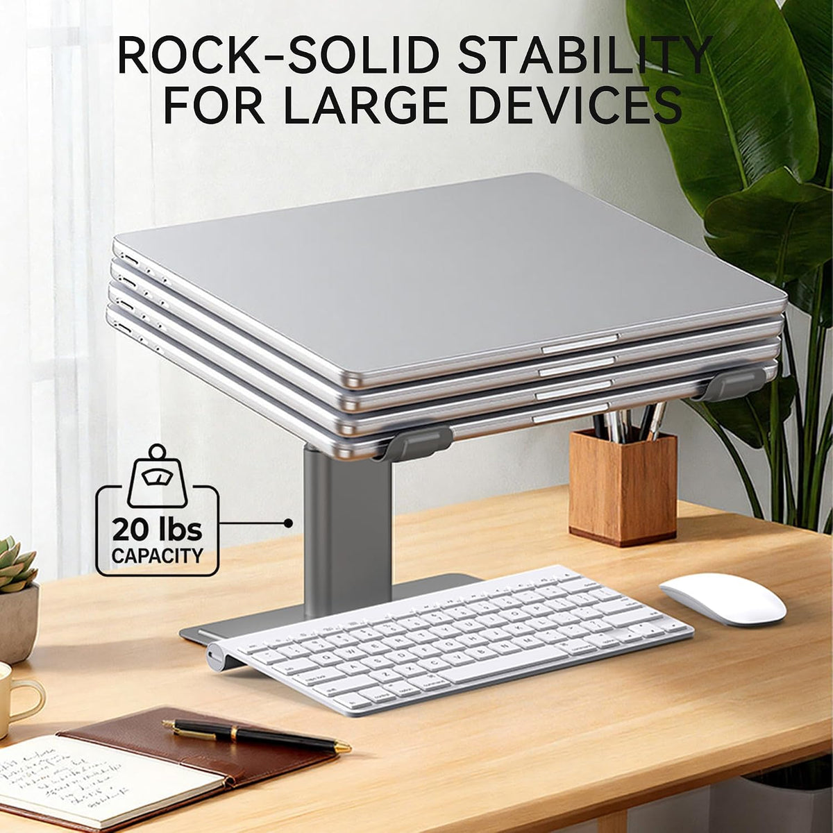 Adjustable Laptop Stand for Desk, Computer Stand, Ergonomic Laptop Riser Holder Compatible with 10 to 17.3 Inches Notebook PC Computer, Aluminum Silver