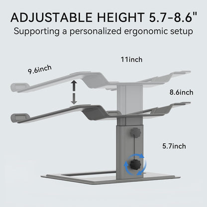 Adjustable Laptop Stand for Desk, Computer Stand, Ergonomic Laptop Riser Holder Compatible with 10 to 17.3 Inches Notebook PC Computer, Aluminum Silver