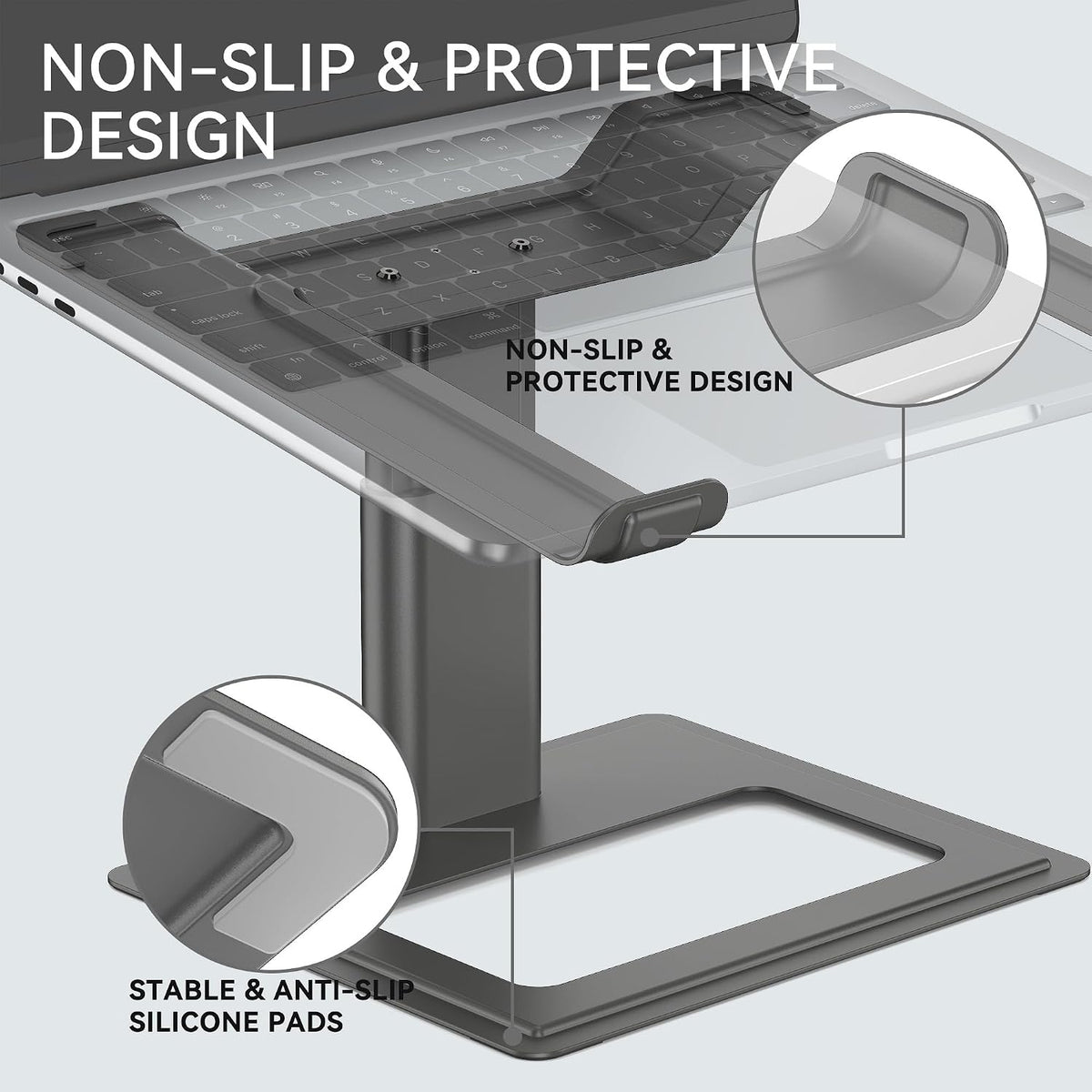 Adjustable Laptop Stand for Desk, Computer Stand, Ergonomic Laptop Riser Holder Compatible with 10 to 17.3 Inches Notebook PC Computer, Aluminum Silver