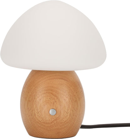 Mushroom Lamp, Touch Control Switch, 3 Way Dimmable, Natural Wood Finish