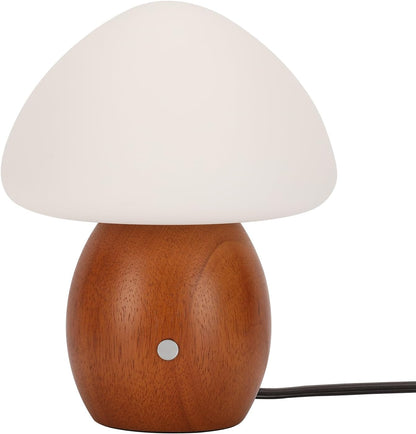 Mushroom Lamp, Touch Control Switch, 3 Way Dimmable, Natural Wood Finish