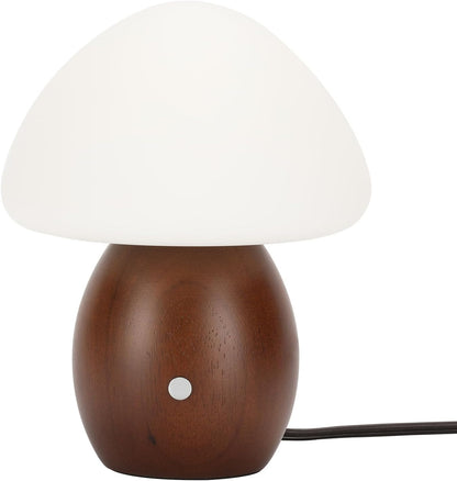 Mushroom Lamp, Touch Control Switch, 3 Way Dimmable, Natural Wood Finish