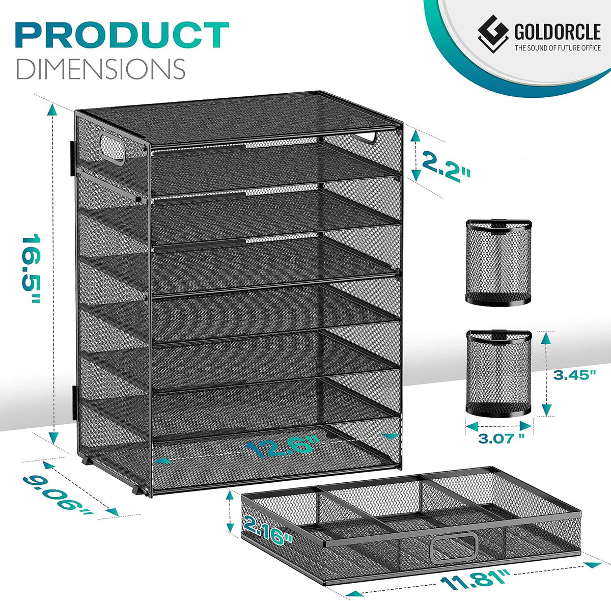 8 Tier Paper Letter Tray Organizer with Handles, Mesh Desk File Holder Storage Organization for Home School Classroom & Office (Black)
