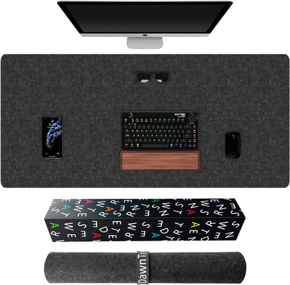 DAWNTREES Large Felt Desk Mat,39.4''x19.69'' Full Keyboard and Mouse Pad