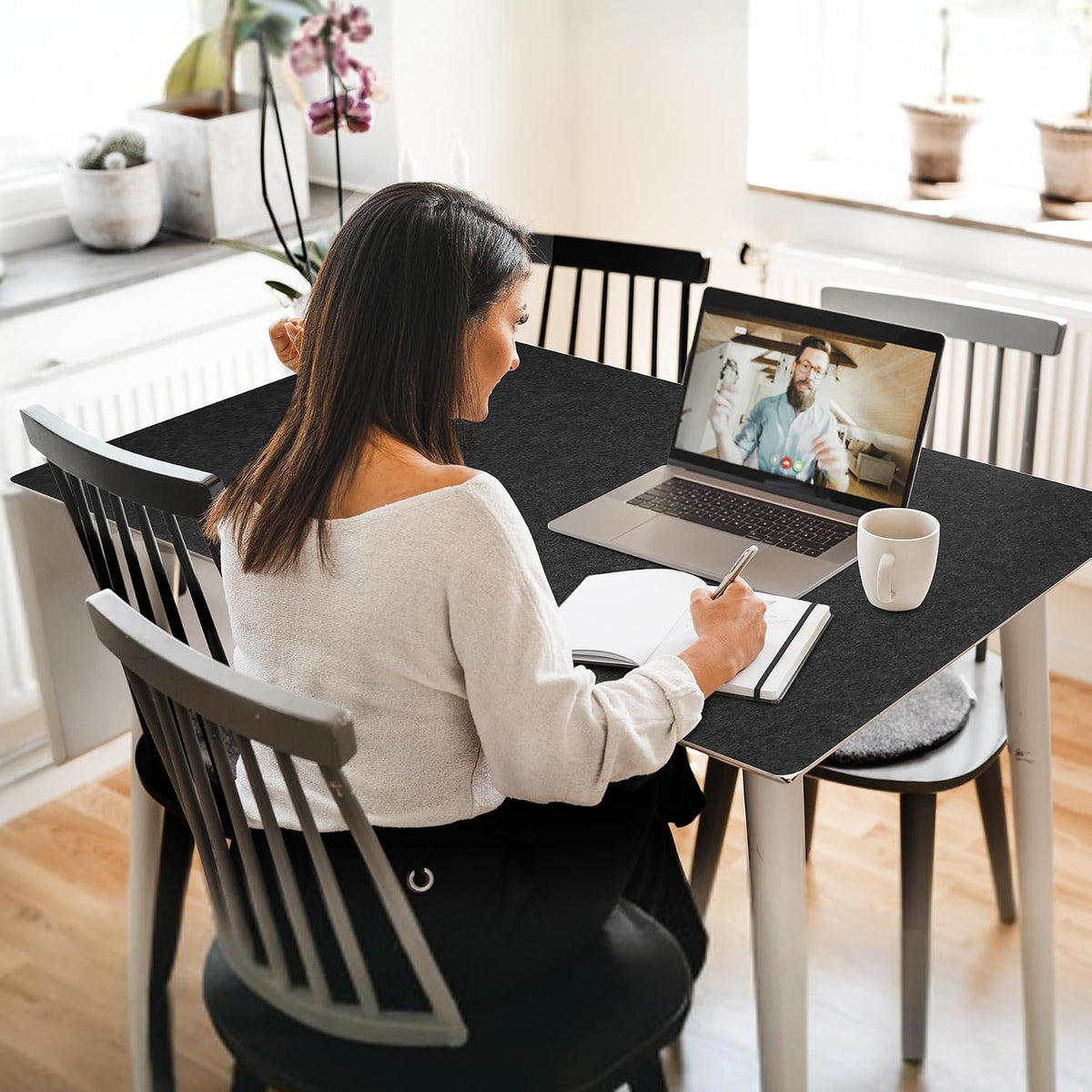 DAWNTREES Large Felt Desk Mat,39.4''x19.69'' Full Keyboard and Mouse Pad