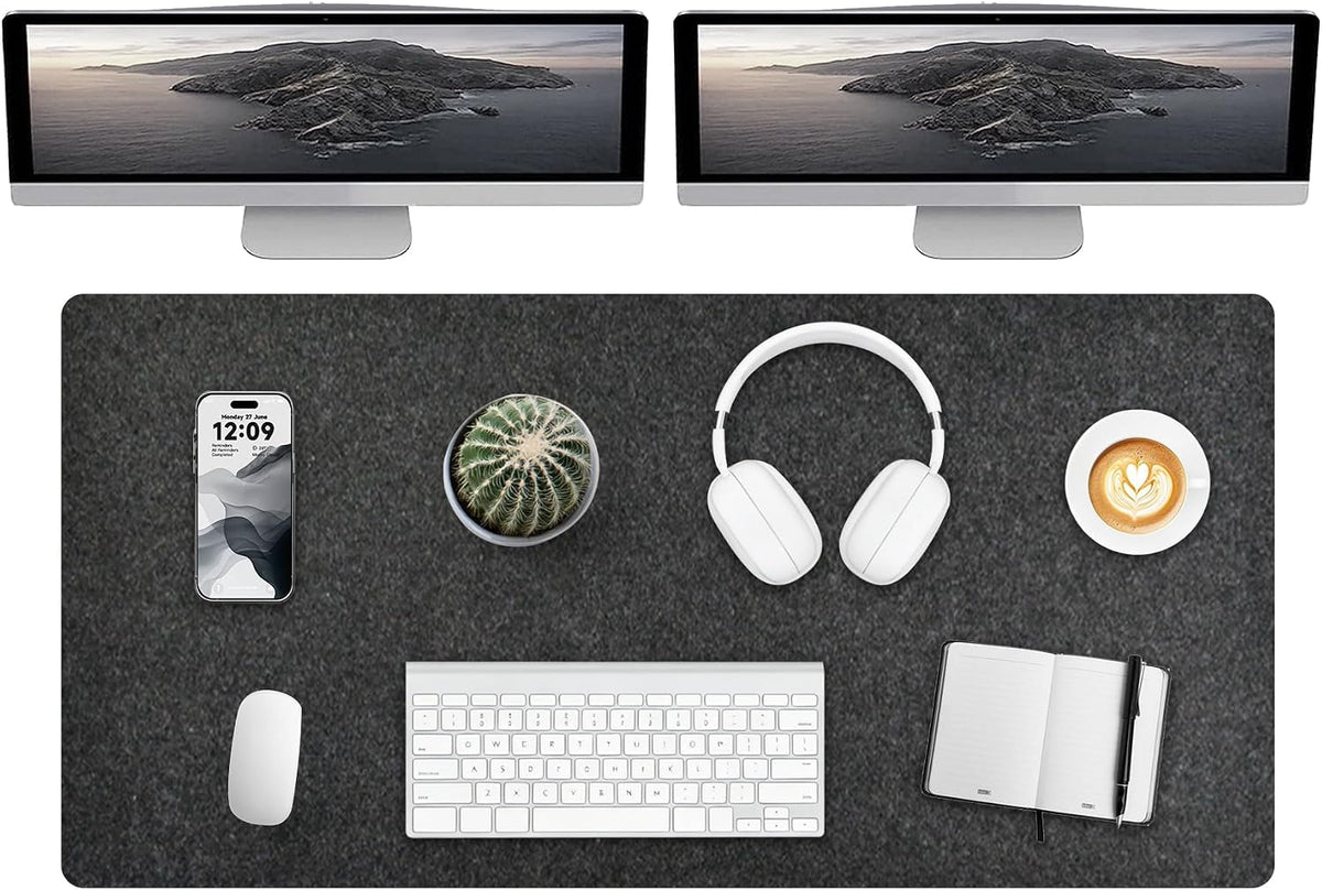 DAWNTREES Large Felt Desk Mat,39.4''x19.69'' Full Keyboard and Mouse Pad