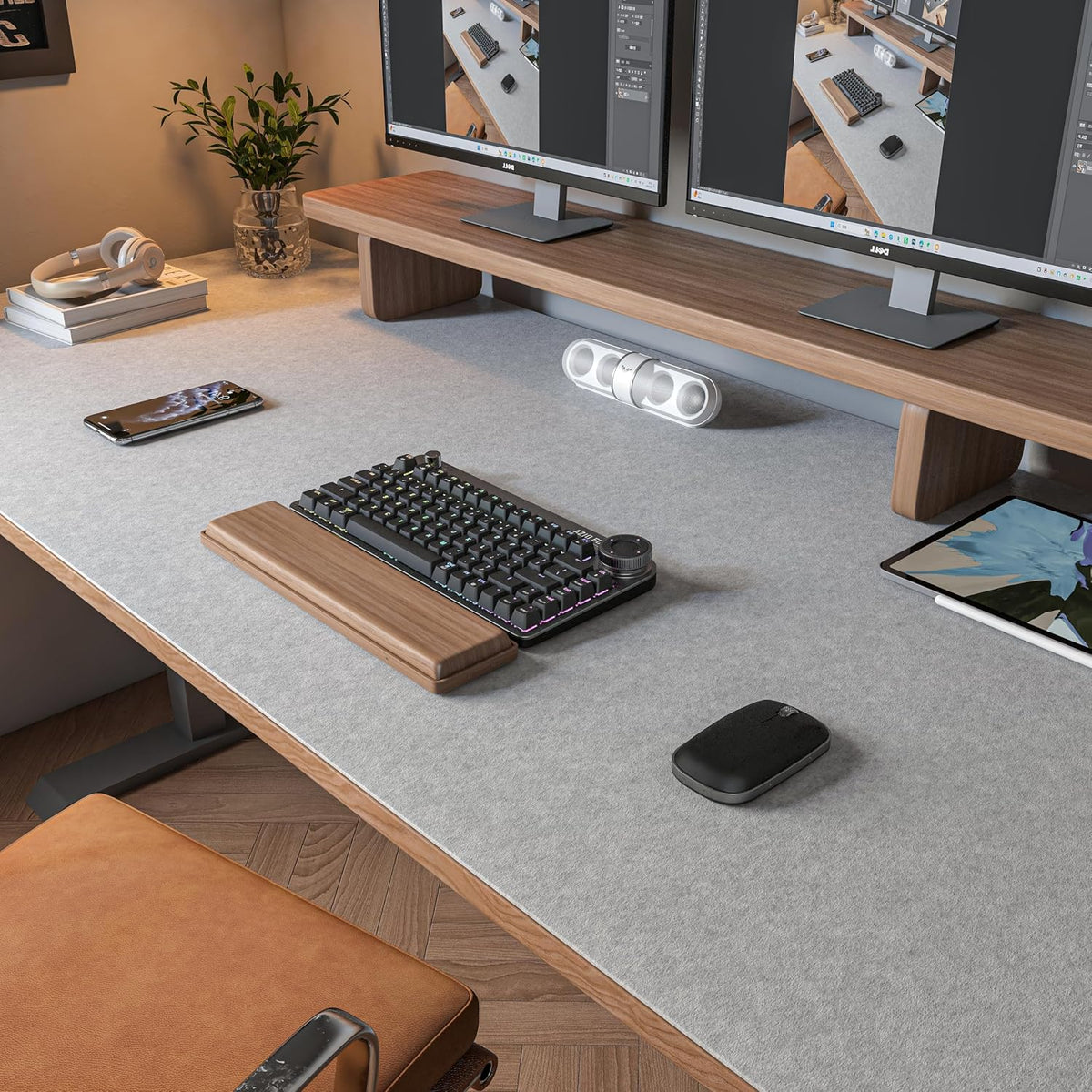 DAWNTREES Large Felt Desk Mat,39.4''x19.69'' Full Keyboard and Mouse Pad