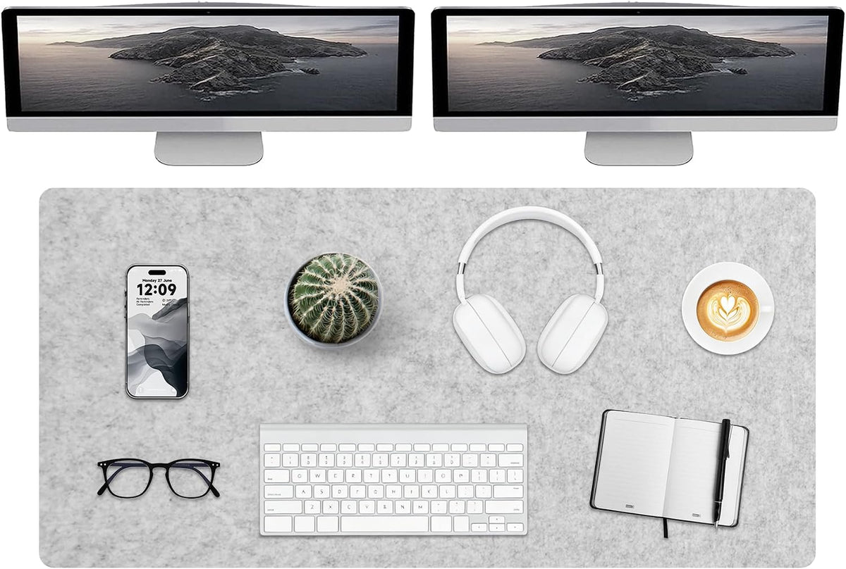 DAWNTREES Large Felt Desk Mat,39.4''x19.69'' Full Keyboard and Mouse Pad