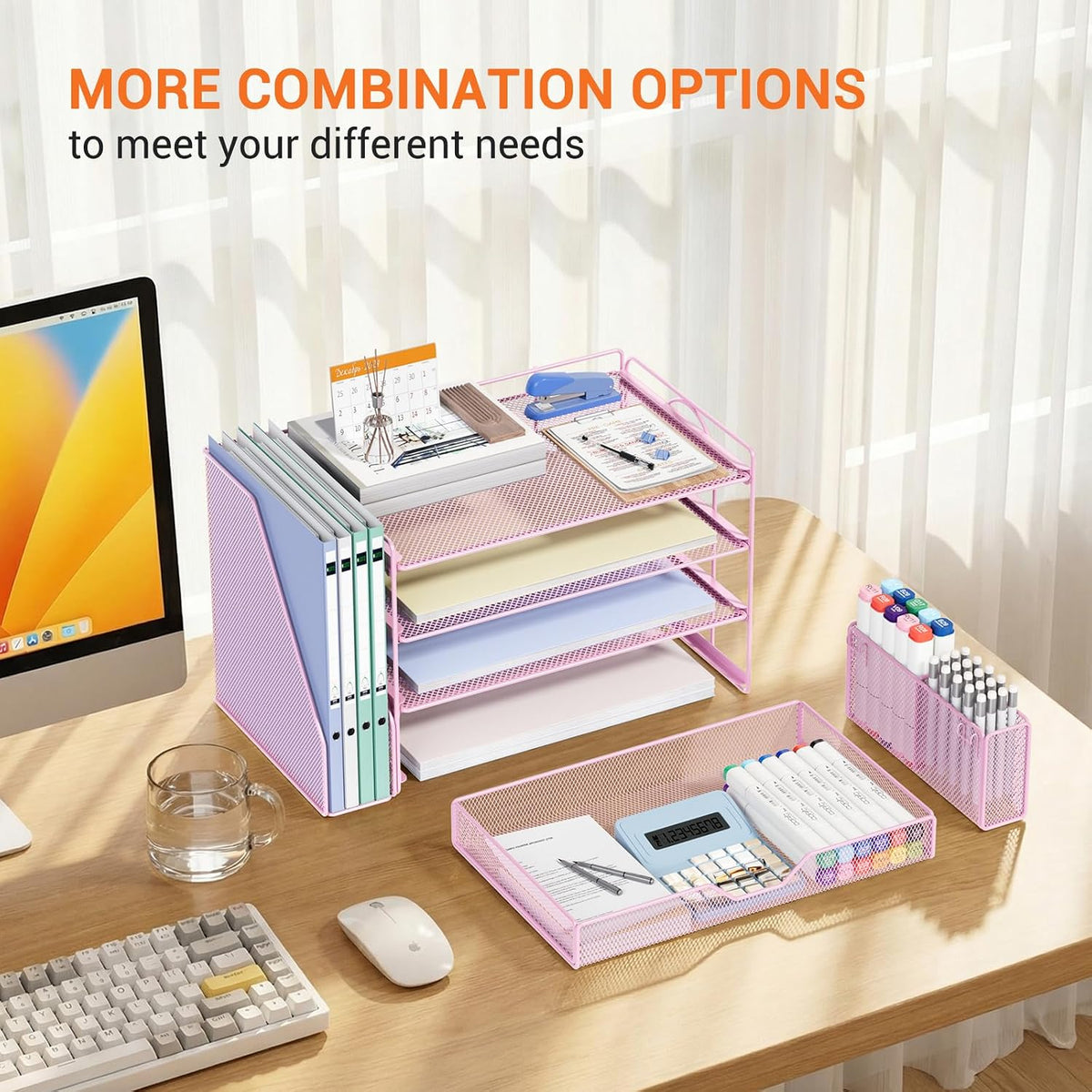 5-Tier Desk File Organizer with Drawer & Pen Holder (Black)