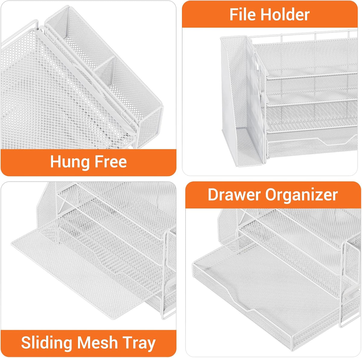 5-Tier Desk File Organizer with Drawer & Pen Holder (Black)