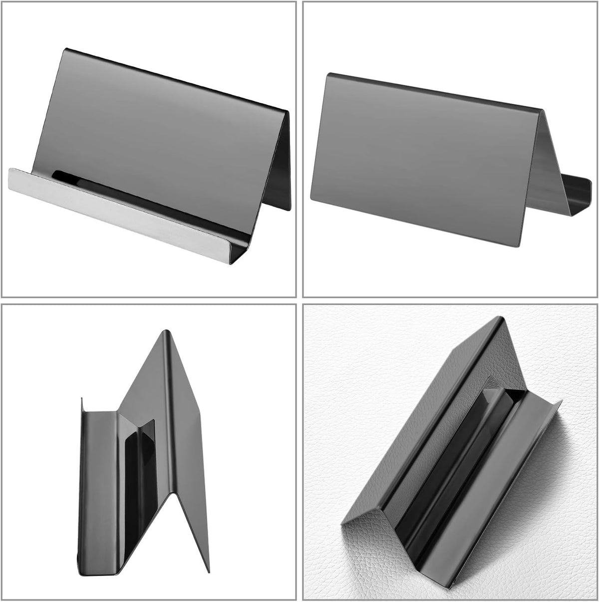 2 Pack Stainless Steel Business Cards Holders, Black