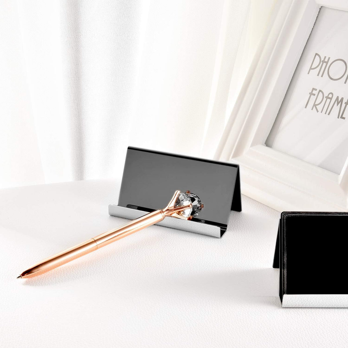 2 Pack Stainless Steel Business Cards Holders, Black