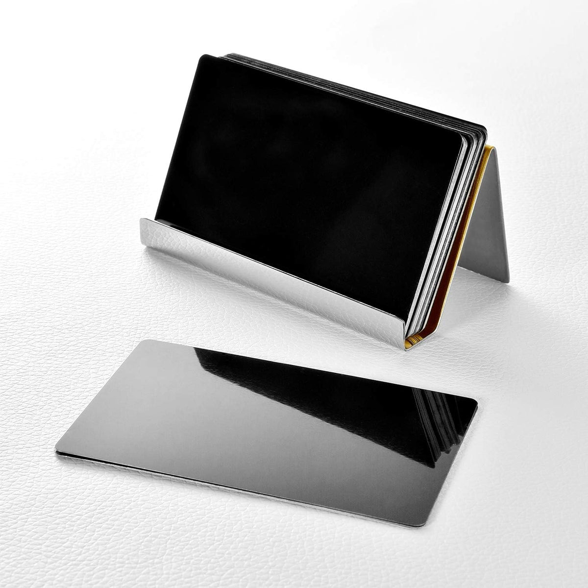 2 Pack Stainless Steel Business Cards Holders, Black