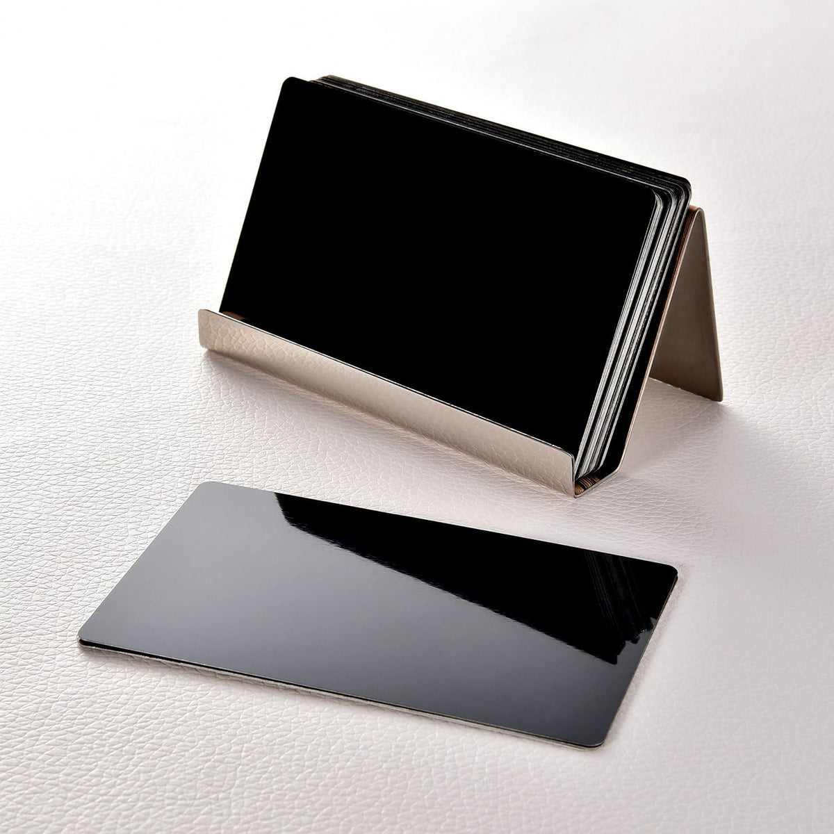 2 Pack Stainless Steel Business Cards Holders, Black