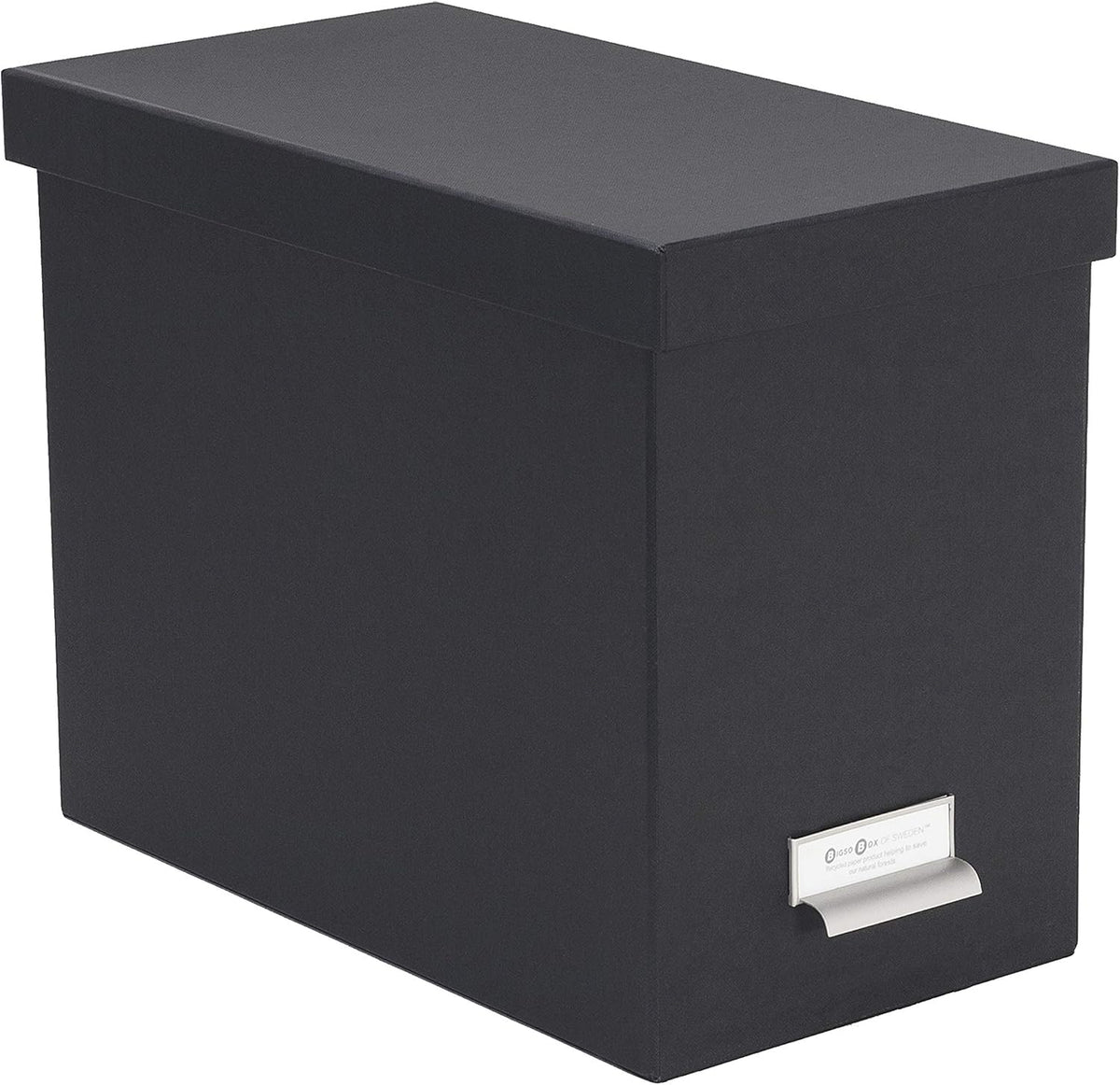 John Fiberboard Label Frame Desktop File Storage Box - Document Organizer for Important Paperwork - Durable Hanging File Box with a Lid & Metal Label Window - 7.36 x 13.38 x 10.51 in - White