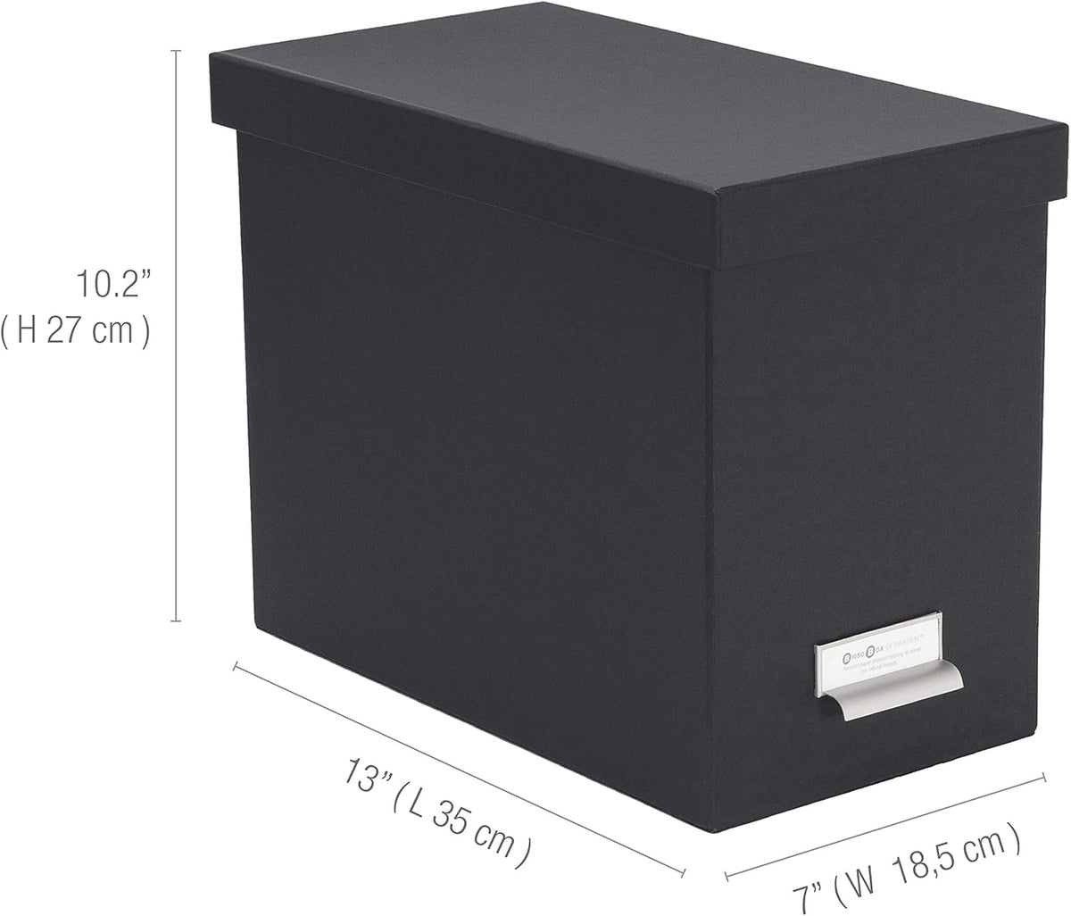 John Fiberboard Label Frame Desktop File Storage Box - Document Organizer for Important Paperwork - Durable Hanging File Box with a Lid & Metal Label Window - 7.36 x 13.38 x 10.51 in - White