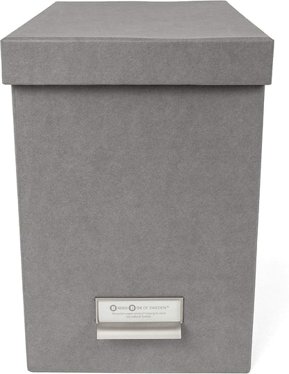 John Fiberboard Label Frame Desktop File Storage Box - Document Organizer for Important Paperwork - Durable Hanging File Box with a Lid & Metal Label Window - 7.36 x 13.38 x 10.51 in - White